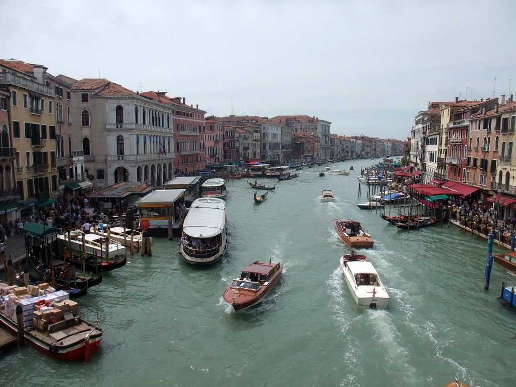 Boats in the south side of the Canal Grande, viewed from the Ponte di Rialto bridge