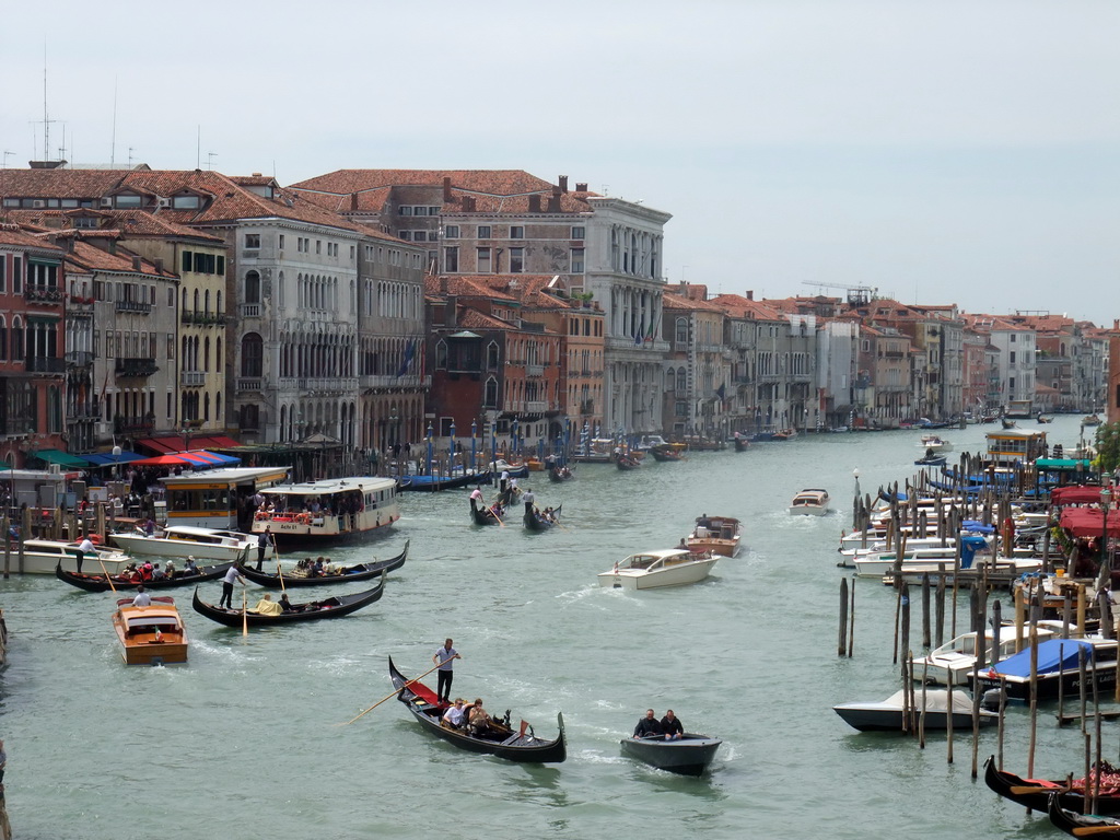 Boats in the south side of the Canal Grande, viewed from the Ponte di Rialto bridge