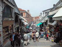 Shops at the northwest side of the Ponte di Rialto bridge over the Canal Grande