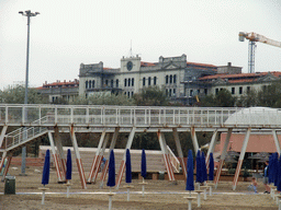 Front of the Residenze des Bains hotel, viewed from the public beach at the east end of the Gran Viale Santa Maria Elizabetta street at the Lido di Venezia island