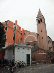 The Piazzale Santa Maria square and a church at the back side of the Hotel Riviera at the Lido di Venezia island