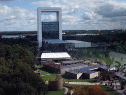 The Environment section with the Innovatoren Jo Coenen tower and the Floriade Street, viewed from the Floriadebaan funicular