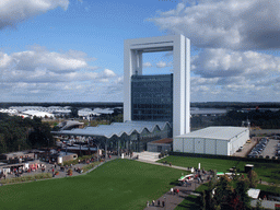 The Environment section with the Innovatoren Jo Coenen tower and the Floriade Street, viewed from the Floriadebaan funicular