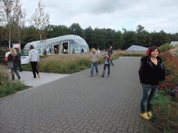 Miaomiao in front of the pavilion of Azerbaijan at the Environment section