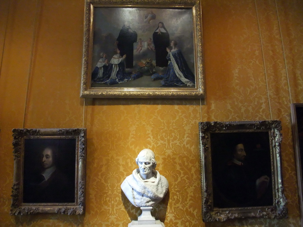 Paintings and bust in the 17th Century Galleries in the Palace of Versailles