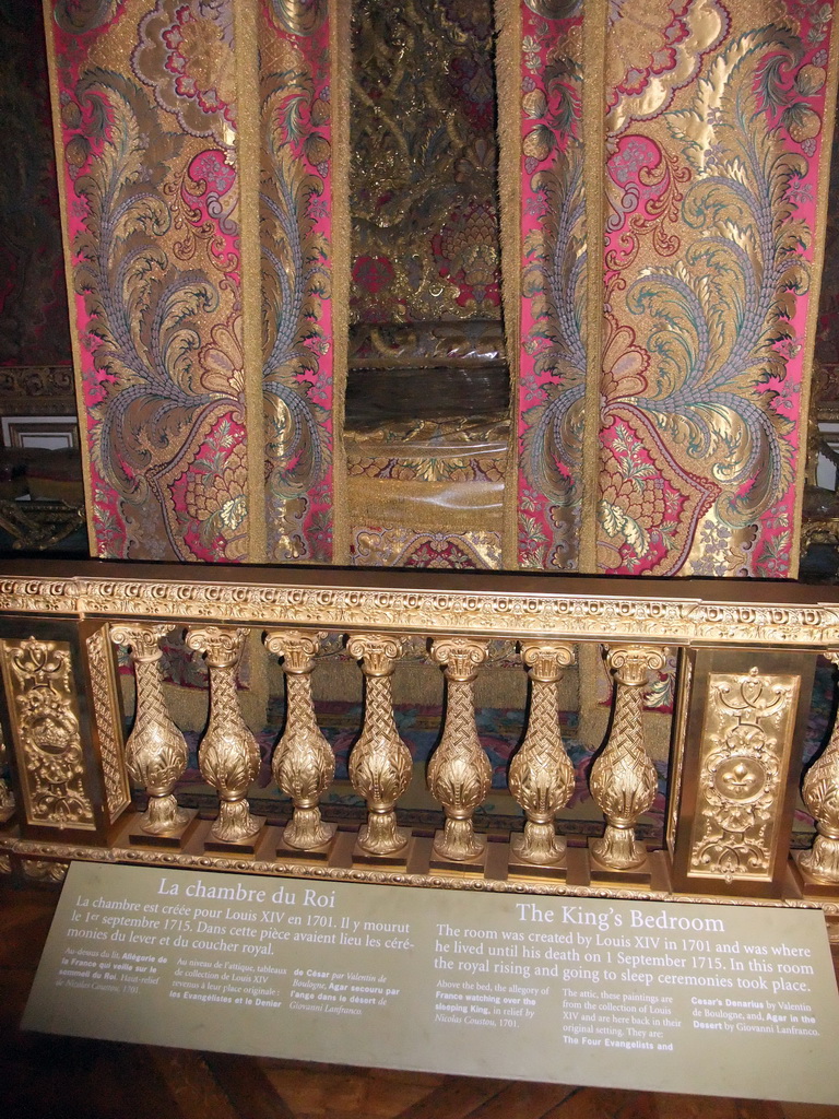 The King`s Bedroom in the Grand Appartement du Roi in the Palace of Versailles, with explanation