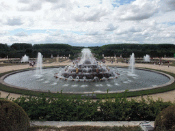 The Bassin de Latone fountain, both Bassin des Lézards fountains and the Grand Canal in the Gardens of Versailles