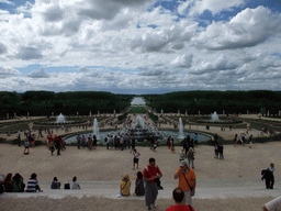 The Bassin de Latone fountain, both Bassin des Lézards fountains, the Tapis Vert lawn, the Bassin d`Apollon fountain and the Grand Canal in the Gardens of Versailles