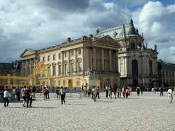 Right front of the Palace of Versailles, with the Chapel of Versailles