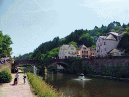 Fountain, the Grand-Rue bridge over the Our river and the Rue du Vieux Marche street, viewed from the Rue Victor Hugo street