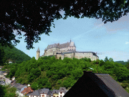 The Vianden Castle and the Grand-Rue street, viewed from the Rue de Diekirch street