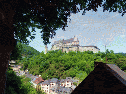 The Vianden Castle and the Grand-Rue street, viewed from the Rue de Diekirch street