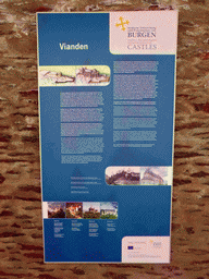 Information on Vianden and castles, at the outer square of the Vianden castle