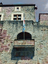 Flag at the west side of the Vianden Castle, viewed from the outer square