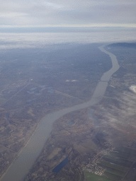 The Danube river and the town of Tulln, viewed from the airplane from Eindhoven
