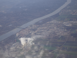 The Danube river and the town of Tulln, viewed from the airplane from Eindhoven