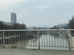 The Danube Canal, viewed from the taxi from the airport to the hotel on the Salztorbrücke bridge