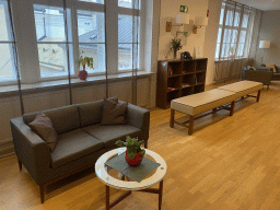 Interior of the lobby at the fourth floor of the Benediktushaus im Schottenstift hotel