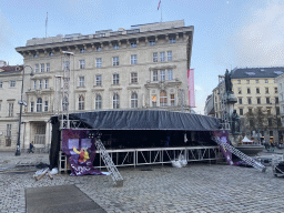 Silvesterpfad stage, under construction, at the Freyung square