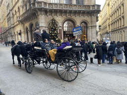 Horse and carriage in front of the Café Central at the crossing of the Herrengasse and Strauchgasse streets