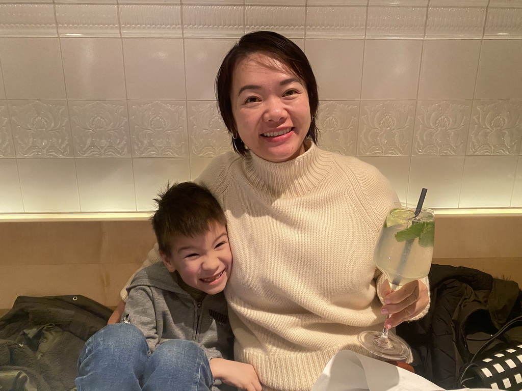 Miaomiao and Max with a cocktail at the Plachuttas Gasthaus zur Oper restaurant