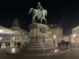 The Archduke Albrecht Monument in front of the Albertina museum, by night