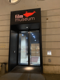 Entrance to the Austrian Film Museum at the Augustinerstraße street, by night