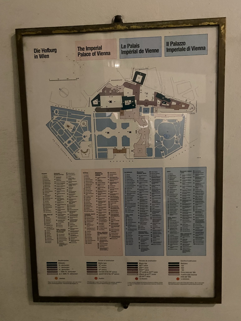 Map of the Hofburg palace at the Josefsplatz square, by night