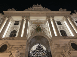 Facade of the Hofburg palace at the Michaelerplatz square, by night