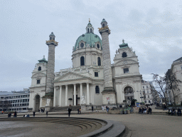 Front of the Karlskirche church at the Karlsplatz square