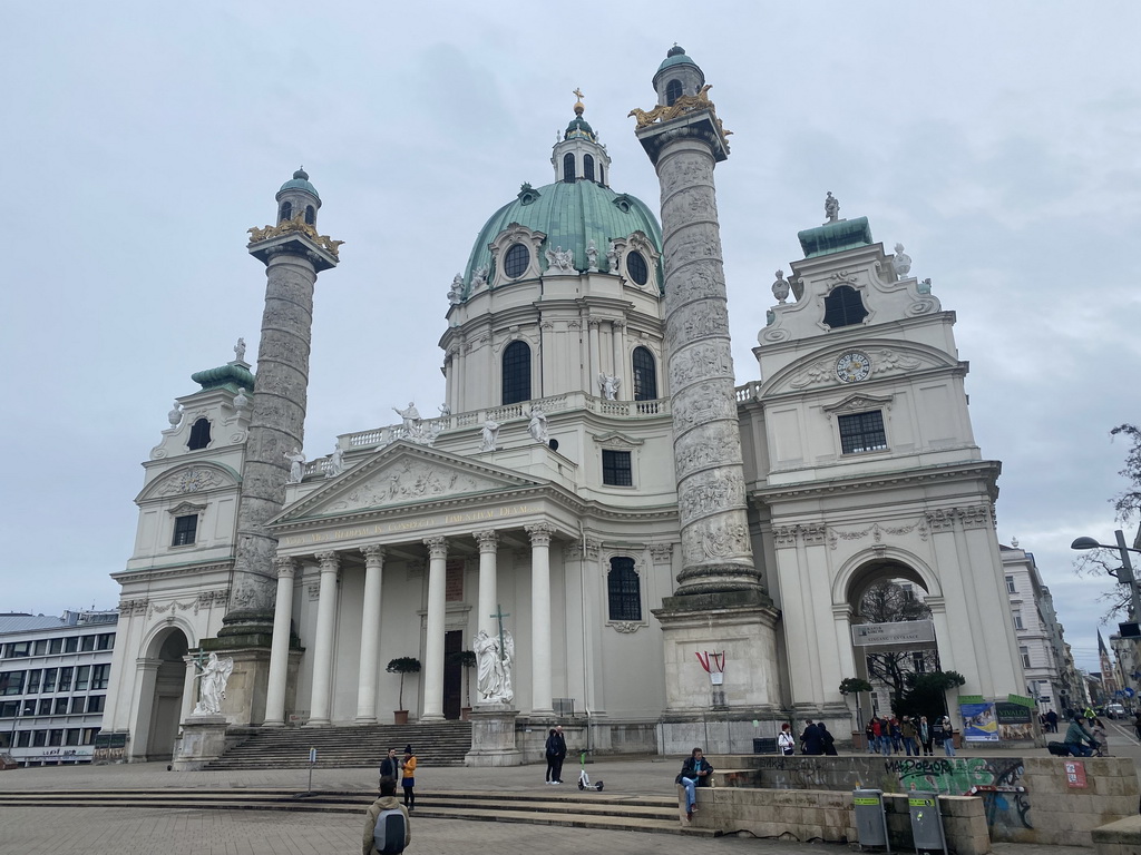 Front of the Karlskirche church at the Karlsplatz square