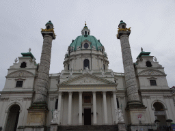 Front of the Karlskirche church at the Karlsplatz square