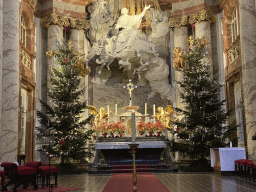 Altar and christmas trees at the apse of the Karlskirche church