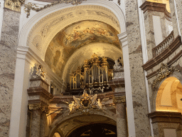 Organ of the Karlskirche church, viewed from the ground floor