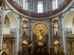 Nave, apse and altar of the Karlskirche church, viewed from the first floor