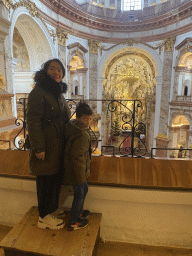 Miaomiao and Max at the first floor of the Karlskirche church, with a view on the nave, apse and altar