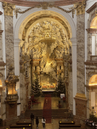 Apse and altar of the Karlskirche church, viewed from the first floor