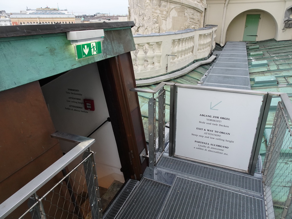 Entrance to the staircase from the roof to the first floor of the Karlskirche church