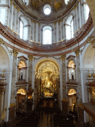 Nave, apse and altar of the Karlskirche church, viewed from the first floor