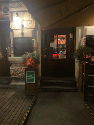 Front of the QERO Peruvian Cuisine & Bar at the Börseplatz square, by night