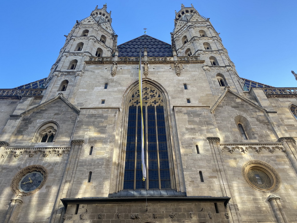 The west facade of St. Stephen`s Cathedral, viewed from the Stephansplatz square