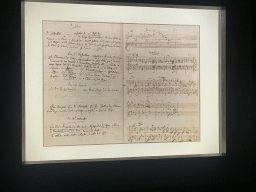 Notes and music cheet at the exhibition `Mozart`s Musical World` at the second floor of the Mozarthaus Vienna museum