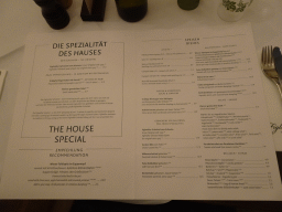 Menu of the Figlmüller at Wollzeile restaurant