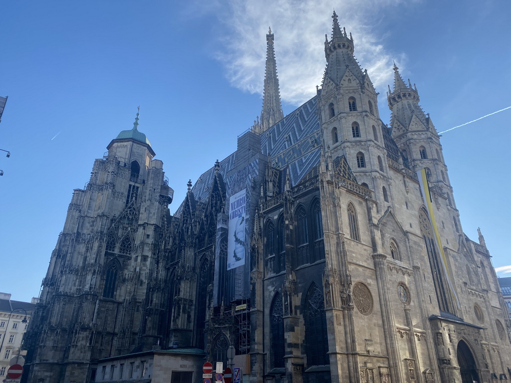 The north side of St. Stephen`s Cathedral at the Stephansplatz square