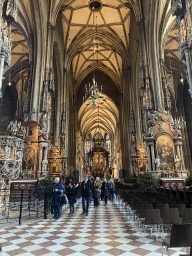 Nave, pulpit, apse and altar of St. Stephen`s Cathedral