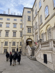 Staircases in front of the Wiener Hofburgkapelle building at the Schweizerhof courtyard of the Hofburg palace