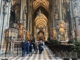 Nave, pulpit, apse and altar of St. Stephen`s Cathedral