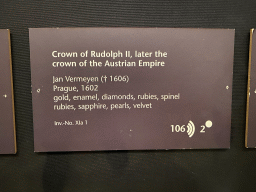 Explanation on the Crown of Emperor Rudolf II at Room 2 of the Imperial Treasury at the Hofburg palace