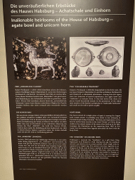 Information on the Inalienable Heirlooms of the House of Habsburg - Agate Bowl and Unicorn Horn at Room 8 of the Imperial Treasury at the Hofburg palace