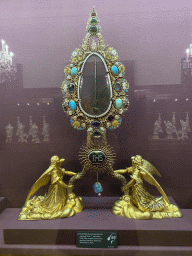 Reliquary containing a nail from the true cross at Room IV of the Imperial Treasury at the Hofburg palace, with explanation